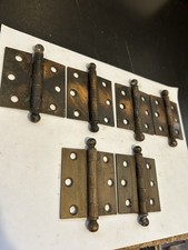 3 PAIR (6) VINTAGE ANTIQUE CABINET CUPBOARD DOOR 2 1/2” STEEL CANNONBALL HINGES