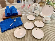 Western Airlines In-Flight Dining Set ABCO Japan China Flatware Glasses