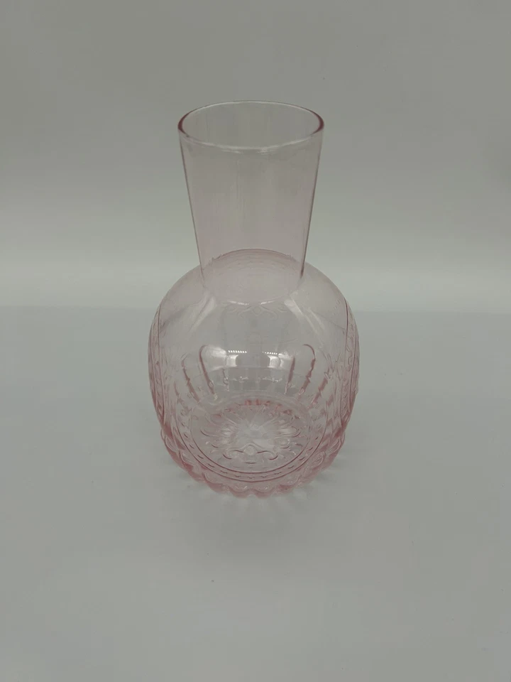 Jarrón de vidrio en relieve rosa delicado jarra de cabecera margarita floral 8 1/2" de alto Foto 4 de 4