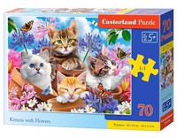 5904438070107 Puzzle 70 ElementóW. Kittens With Flowers Castorland