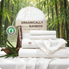 King Bamboo Viscose Sheet Set Cooling 18 Inch Deep Pocket White 4 Piece Bed Shee