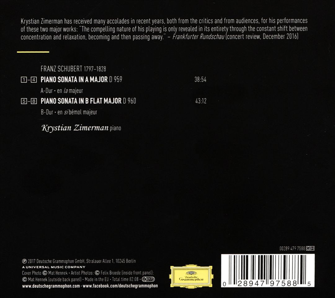 Krystian Zimerman Franz Schubert: Piano Sonatas D 959 & D 960 New Cd