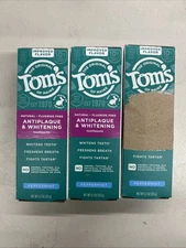 3 PACK - Tom's Of Maine Vegan Antiplaque Whitening Natural Toothpaste Peppermint
