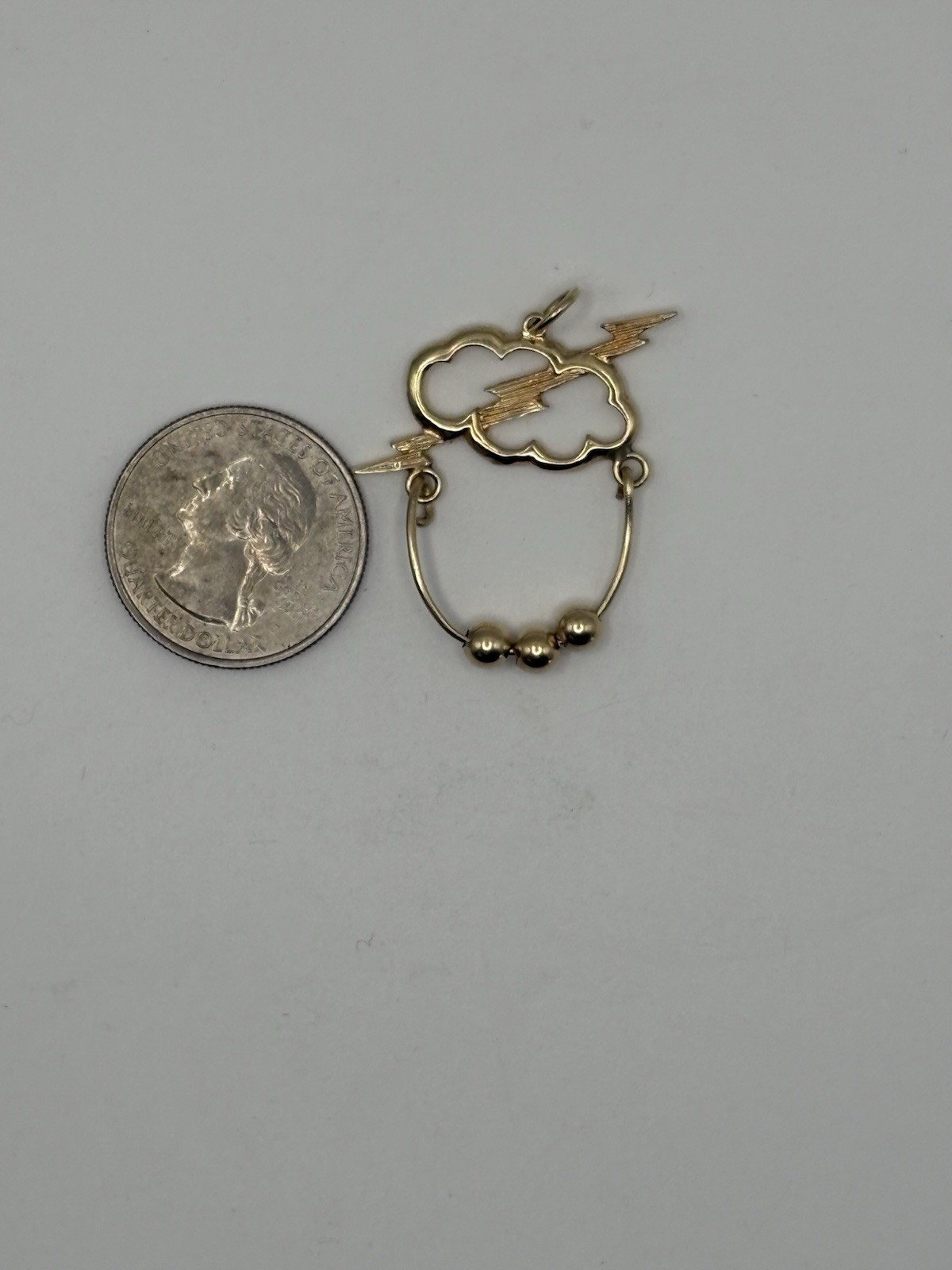 UNIQUE 14K SOLID GOLD THUNDER LIGHTNING CLOUD CHA… - image 2