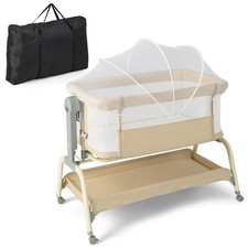Baby Bedside Crib Newborn Infant Sleeper Bassinet Cot Bed w/ 6 Adjustable Height
