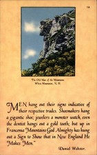 Old Man Mountains NH Linen Postcard Daniel Webster Quote Franconia Notch