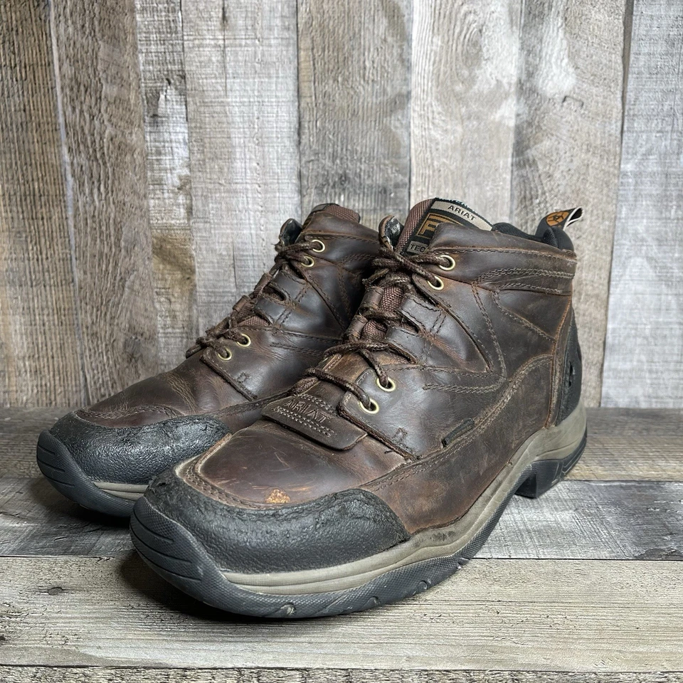 Hombres Ariat ATS Terrain Marrón Cuero Impermeable Senderismo Trail Botas Talla 10.5 D Foto 2 de 4