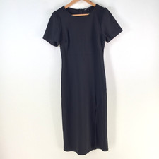 Gibson dress womens XS pencil midi black short sleeve round neck zip 127949