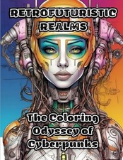 Retrofuturistic Realms The Coloring Odyssey of Cyberpun - Paperback NEW Colorzen