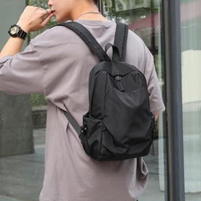 Mini Men's Backpack Fashion Small Black Shoulder School Bag for Man Canvas