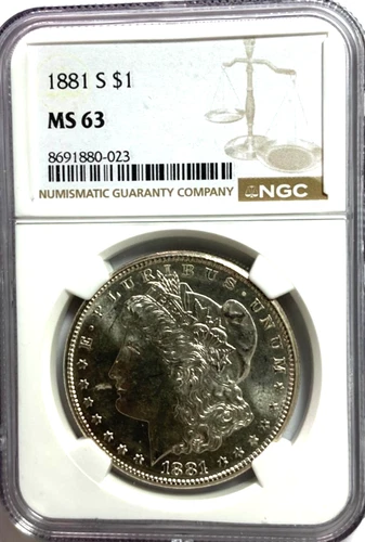 1881 S $1 Morgan Silver One Dollar MS63 San Francisco NGC