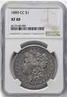1889-CC Morgan Silver Dollar NGC XF 40 VAM-5A. From The Zeus Collection