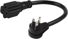 Right Angle (Down Angle) 15 Amp to 20 Amp Plug Adapter Cable UL Listed 14AWG (1F