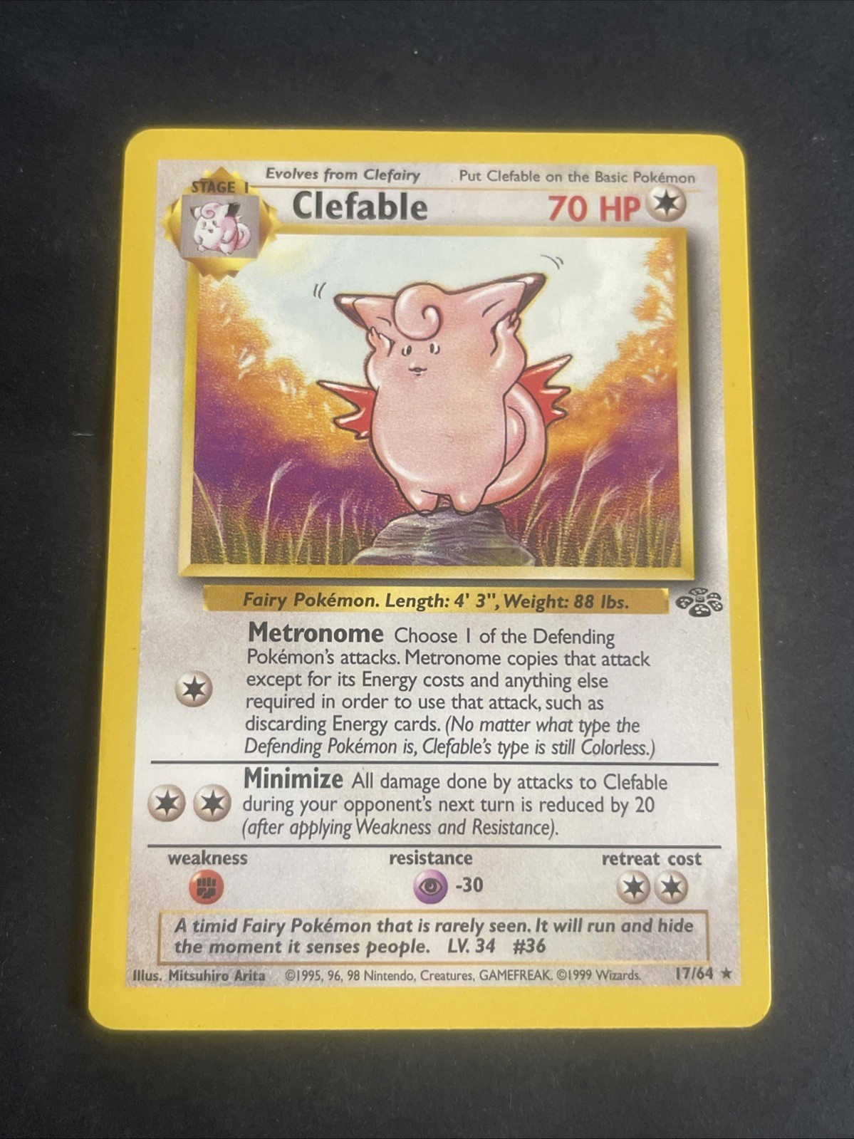 1999 Pokemon Jungle Clefable 17/64 Rare