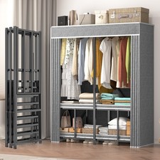 Portable Clothes Storage Closet Organizer Wardrobe Rack Shelf Dustproof Home