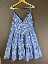 SHEIN Curve Dress Womens 1XL Blue Floral Cami Tiered Mini Spaghetti Strap Sundre