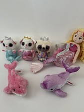 Aurora Stuffed Animal Lot of 6 Mermaid Doll Dolphin Set Plush