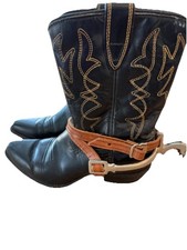 Acme Vintage Kids Cowboy Boots Black Leather With Spurs