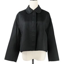 PRADA Virgin Wool Angora Round Collar River Jacket, Size 42, Black Women USED