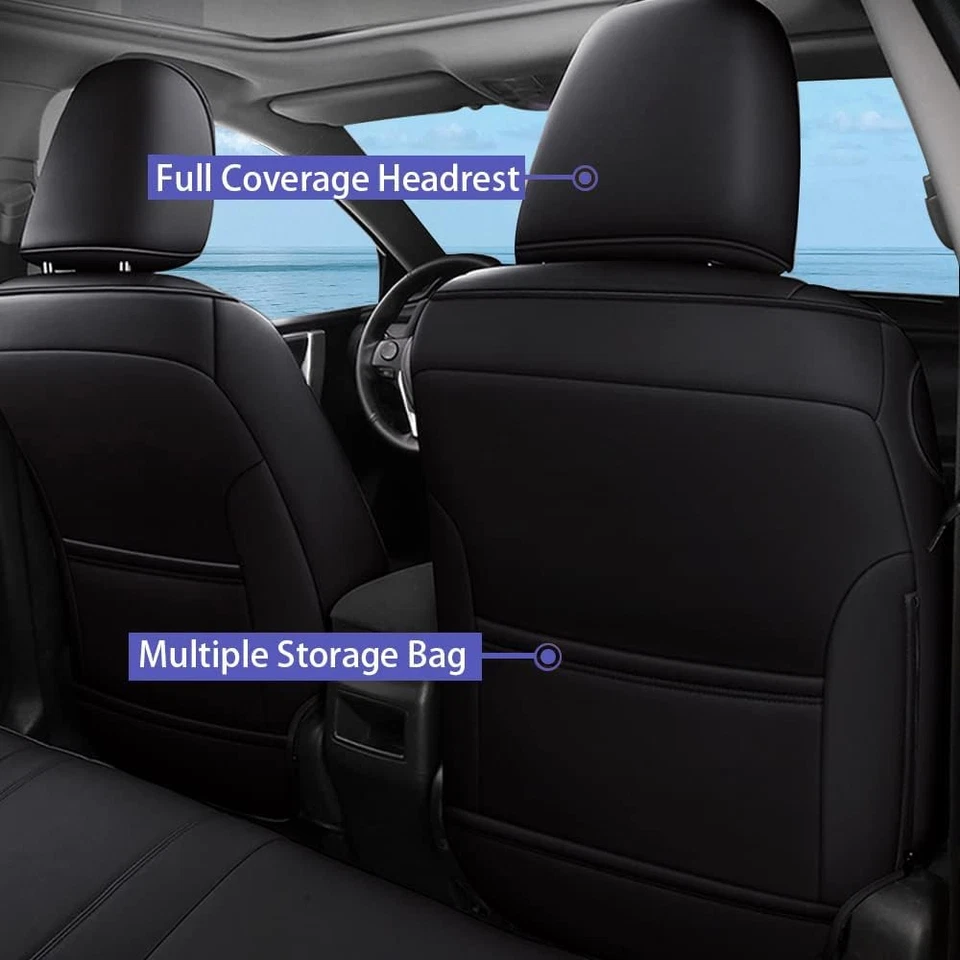 Car Seat Cover PU Leather Black Custom 7-Seat For Chevrolet Traverse 2024-2026 - Image 3 of 4