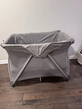 Nuna Sena Aire Playard Gray Granite Portable Crib Travel Cot No Changer/Bag MINT