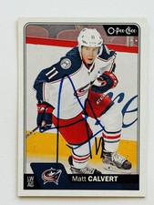 Matt Calvert Columbus Blue Jackets Autographed 2016-17 OPC Hockey Card #376 COA