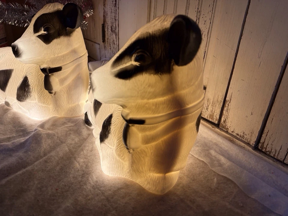 Blow Mold Cow Light Up Union Products New Nativity Black And White PAIR - Image 4 of 4