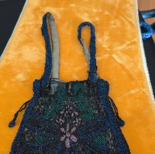 Antique Beaded  Purse small drawstring Handbag 1800-1900 LOOK 