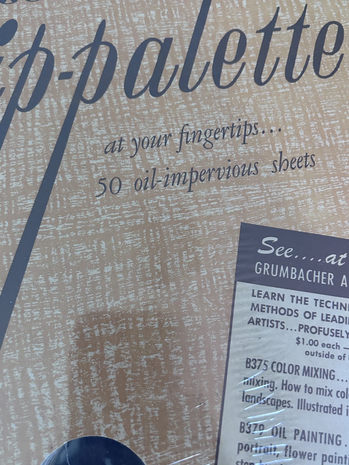 Lot of 6 Vintage Grumbacher Strip-Palette Pads 256-2 – 12" x 16"- 50 Sheets Each