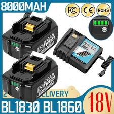 2PACK For Makita 18Volt 8.0Ah LXT Li-Ion Battery BL1860B BL1830 BL1850 / Charger