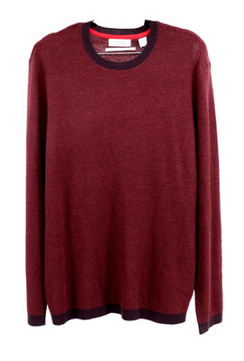 Calvin Klein Wool Blend Thermal Sweater Mens Size Large Maroon European Yarn New