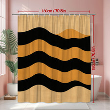 Modern Black and Gold Wave Shower Curtain for Bathroom Decor