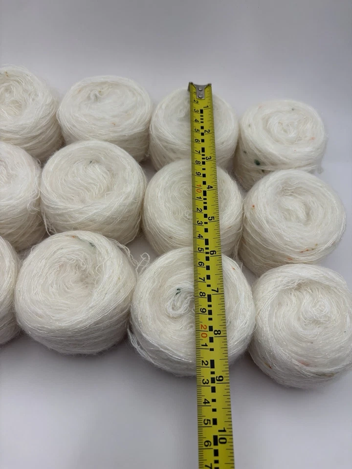 Lot of 15 Faux Mohair Yarn Speckle White Shimmer 300+g 1000+yds Total READ - Image 2 of 4
