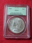 1887 $1 Morgan Silver Dollar - PCGS MS64 - Green Label 90% Silver - .7734 Oz.