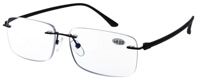 PAULE & KNOPF Schlichte Randlose-Fertiglesebrille Reinhold mit Blaulichtfilter in Schwarz