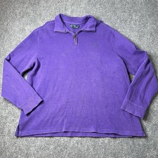 Vtg Polo Ralph Lauren Quarter Zip Sweater Pull Over Purple Mens 2xl