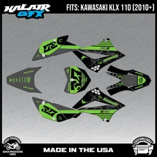 Graphics Kit for  Kawasaki KLX110 KLX110R/RL (2010-2024) Rail - GREEN-SHIFT