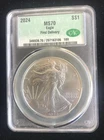 2024-W AMERICAN SILVER EAGLE ~ CAC MS 70 ~ FIRST DELIVERY ~1 OZ 0.999 ~CAC LABEL