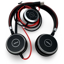 Jabra Evolve 40 Wired Stereo On-Ear Headset USB Microsoft Teams ENC010 Black Red