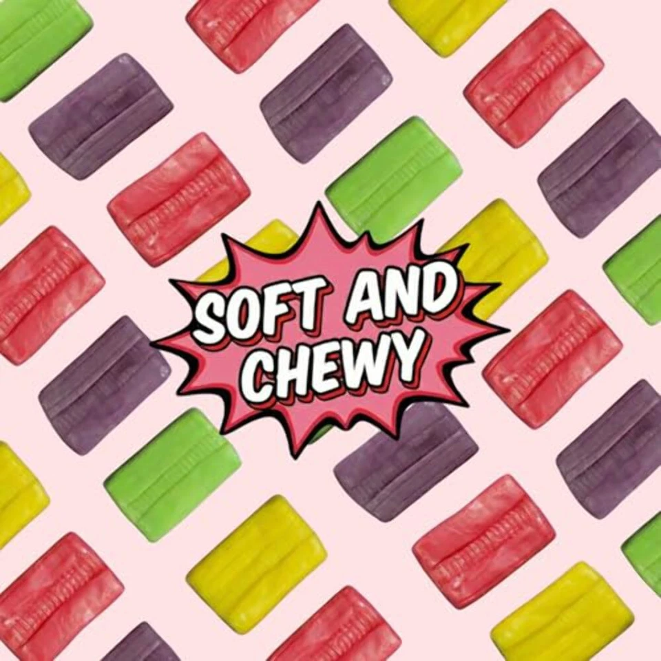Mini Taffy Candy, 5 Pounds, Approx. 280 Pcs., Bulk Assorted Fruity Flavors Chewy - Image 3 of 4