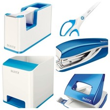 Accessori Scrivania Ufficio Casa Set 5 Pezzi Leitz Wow Dual Color Bianco e Blu