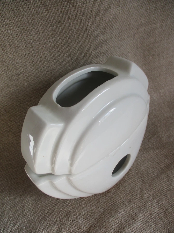 Calentador de aceite Art Deco Tealight cerámica blanca vintage vela cera quemador de fusión Foto 4 de 4