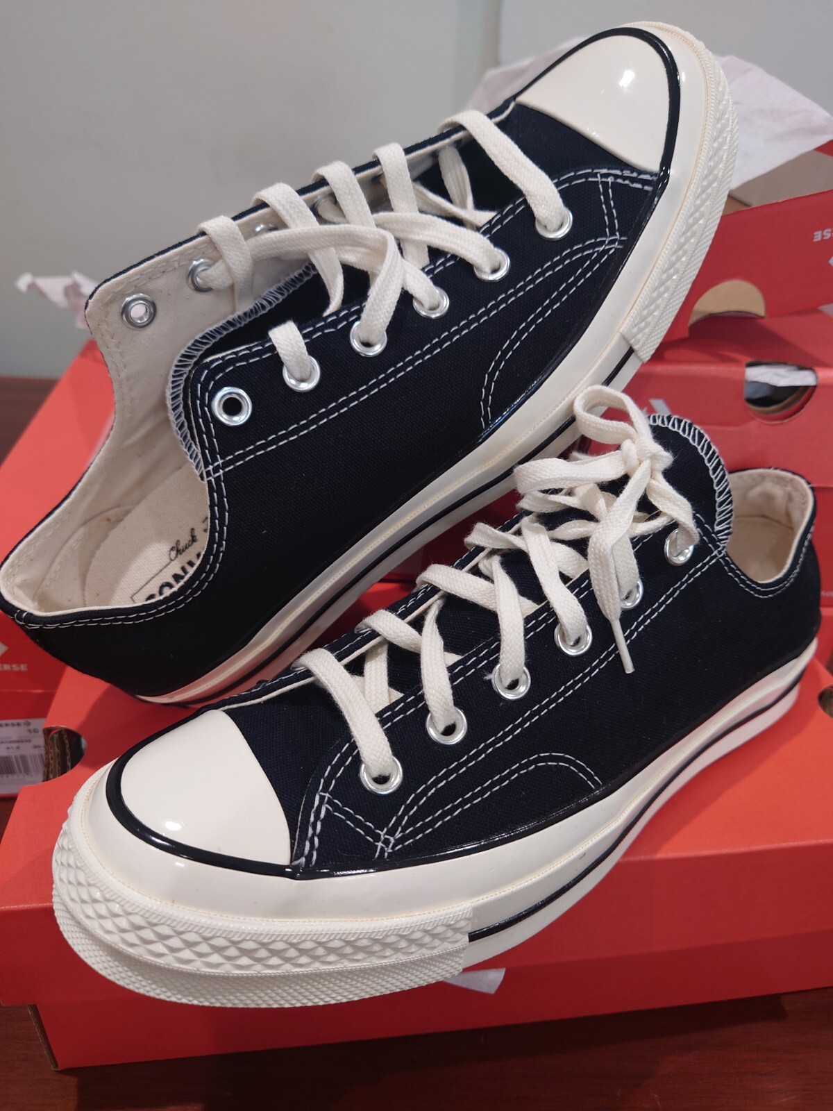 Converse Chuck 70 Low Top Black Canvas Sneakers in Sizes 8 & 9-image