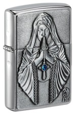 Zippo 49756, Anne Stokes-Gothic Prayer Emblem Design, Chrome Lighter, NEW