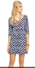 NWOT Lily Pulitzer Eliza Dress Get Your Chev On Bright Navy Size Xsmall