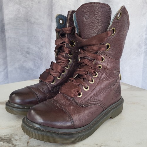 Dr. Martens Triumph AIMILIE Velvet Lace Tall Boots Women's 6 CORDOVAN - Picture 4 of 17