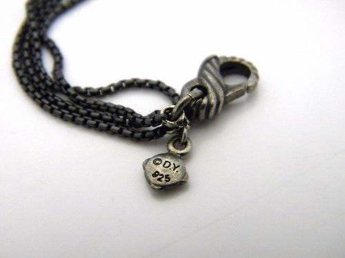 David Yurman 17" 4 Row Black Baby Box Chain Necklace NWT - Dark Silver Clasp - Picture 4 of 5
