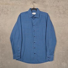 Eton Contemporary Dress Shirt Mens 42/16.5 L Blue plaid check Long sleeve