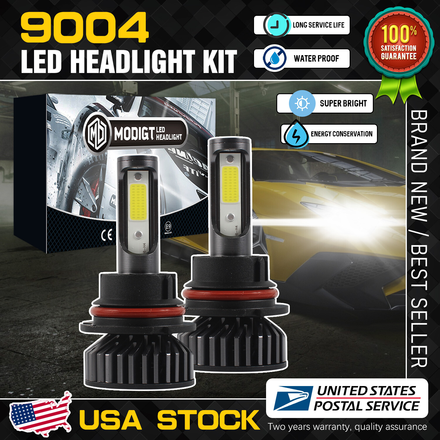 9004 LED Headlight Bulbs Conversion Kit High/Low Beam 6000K WHITE SUPER BRIGHT