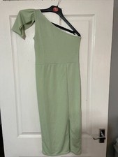pretty little thing green one shoulder dress size 10 new
